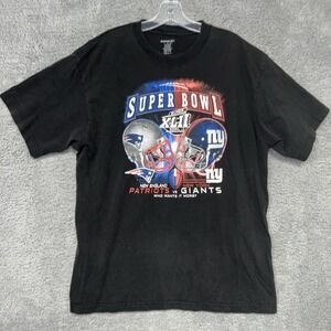 Reebok T Shirt Men Sz L NY Giants v New England Patriot Super Bowl XLII (42) Tee